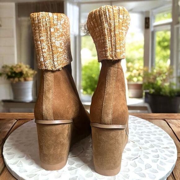 Donald J. Pliner Sindie Leather Suede Womens Knit Cuffed Booties Boots - Picture 12 of 13